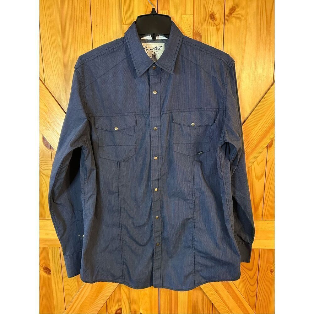 COASTAL MEN'S BLUE LARGE SNAP FRONT WESTERN STYLE SHIRT, COLLAR (0434)